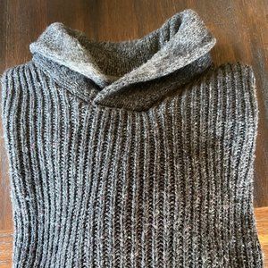 PRANA Men's Shawl collar pullover sweater, cotton/wool blend, charcoal